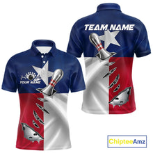 Load image into Gallery viewer, Custom Texas State Flag Silver Bowling Ball And Pin Patriotic Bowling Shirts For Men IPHW10592