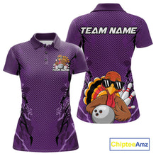 Load image into Gallery viewer, Purple Custom Funny Turkey Bowling Jerseys, Bowling Team League Shirt Women Bowlers Outfit IPHW10811