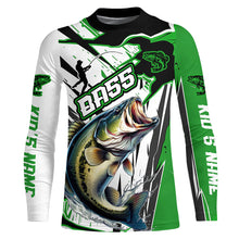 Load image into Gallery viewer, Largemouth Bass Custom Long Sleeve Tournament Fishing Shirts, Bass Fishing Jerseys | Green IPHW6213