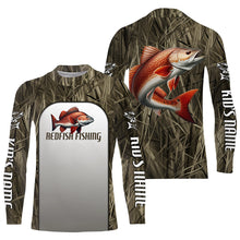 Load image into Gallery viewer, Redfish Fishing Grass Camo Custom Long Sleeve Fishing Shirts, Redfish Tournament Fishing Jerseys IPHW6533