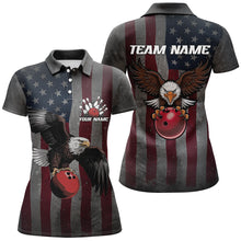 Load image into Gallery viewer, Vintage American Flag Eagle Bowling Custom Team Shirts For Women, Patriotic Bowling Jersey IPHW6697