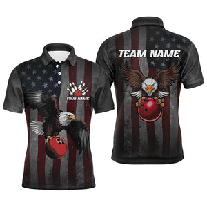 Vintage American Flag Eagle Bowling Custom Team Shirts For Men And Women, Patriotic Bowling Jersey IPHW6697