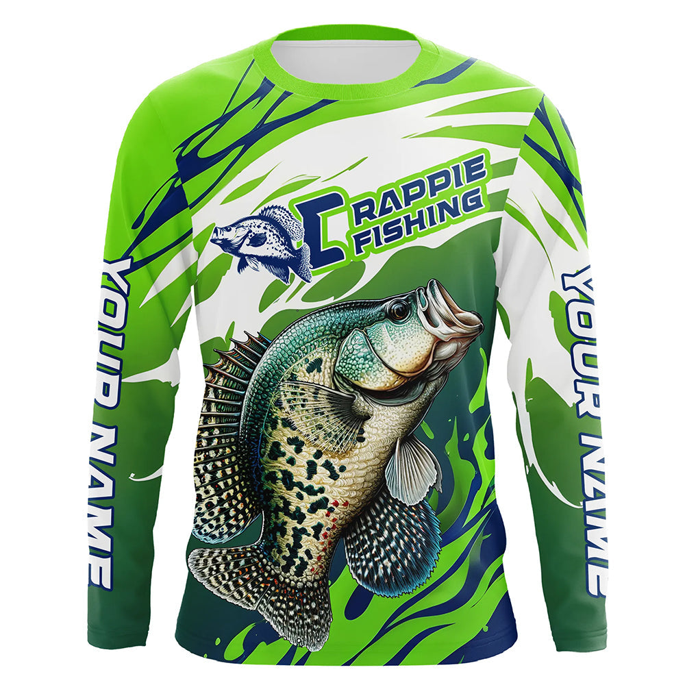 Personalized Crappie Fishing Jerseys, Crappie Fishing Long Sleeve Tournament Fishing Shirts IPHW7027