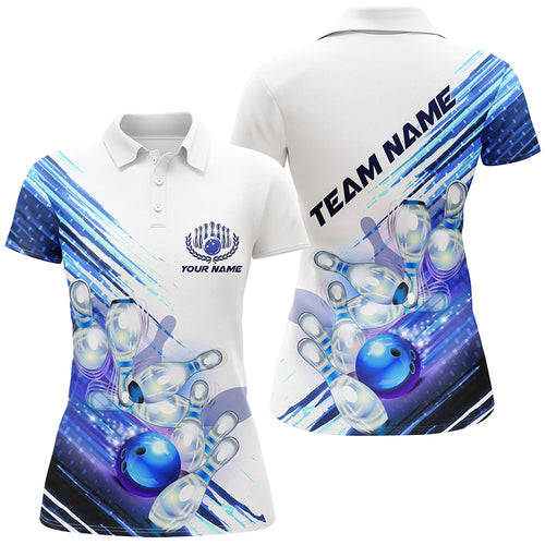 Custom Team Bowling Shirts For Women, Matching Bowling Shirts For Bowlers | Blue IPHW5151