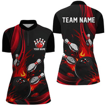 Load image into Gallery viewer, Black And Red Custom Bowling Uniforms Bowling Shirts For Women, Bowling Team League Shirts IPHW7273