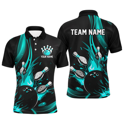 Black And Blue Custom Bowling Uniforms Bowling Shirts For Men, Bowling Team League Shirts IPHW7274
