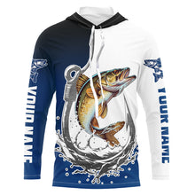 Load image into Gallery viewer, Fishing Hook Custom Walleye Long Sleeve Tournament Fishing Shirts, Walleye Fishing Jerseys IPHW5634