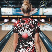 Load image into Gallery viewer, Custom Black, Red And White Camo Women Bowling League Shirt, Bowlers Jerseys Outfits IPHW10619