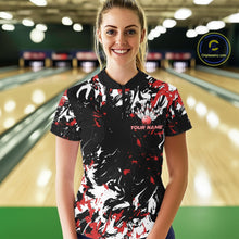 Load image into Gallery viewer, Custom Black, Red And White Camo Women Bowling League Shirt, Bowlers Jerseys Outfits IPHW10619
