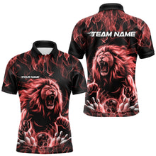 Load image into Gallery viewer, Custom Black And Red Flame Lion Bowling Men Polo Shirts, Lion Bowling Team Uniform IPHW8983