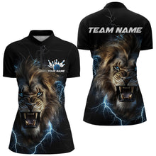 Load image into Gallery viewer, Custom Blue Thunder Lightning Lion Bowling Women Quarter-Zip Shirts, Bowling League Shirt IPHW8985