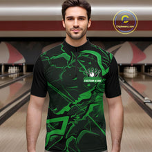 Load image into Gallery viewer, Custom Black And Green Lightning Crack Modern Bowling Team Quarter-Zip Shirt For Men And Women IPHW11101