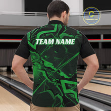 Load image into Gallery viewer, Custom Black And Green Lightning Crack Modern Bowling Team Quarter-Zip Shirt For Men And Women IPHW11101