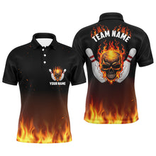 Load image into Gallery viewer, Personalized Men Bowling Shirts, Flame Skull Team Bowling Jerseys For Bowling Players IPHW5159
