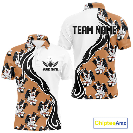 Custom Funny Border Collie Dog Men Bowling Team Shirt, Dog Lovers Bowling Uniform IPHW10322