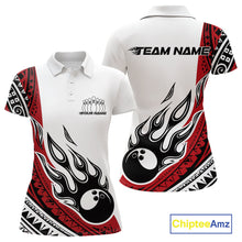 Load image into Gallery viewer, Custom Red Tribal Polynesian Pattern Women Bowling Team Shirt, Maori Style Bowling Outfit IPHW10326