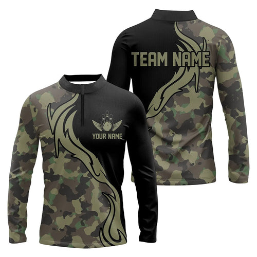 Military Green Camo Custom Army Bowling Team Shirts, Bowling League Shirts For Men IPHW5515