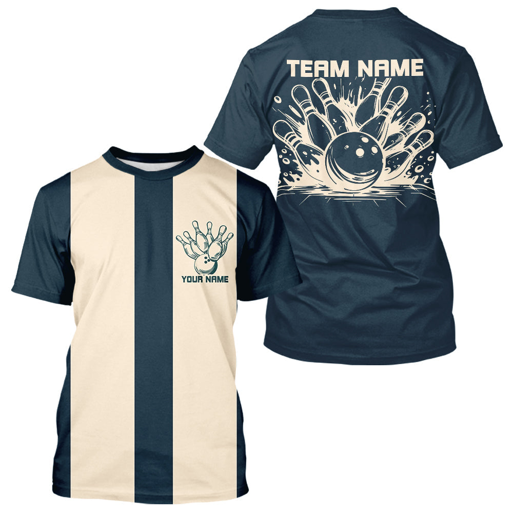 Custom Green Striking Bowling T-Shirts For Men, Classic Vintage Bowling IPHW8282