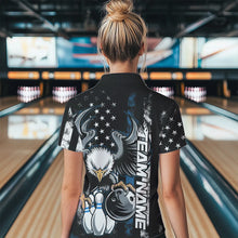 Load image into Gallery viewer, Custom Blue Line American Flag Eagle Bowling Women Quarter-Zip Shirt, Patriotic Bowling IPHW8738