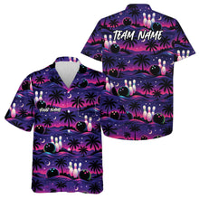 Load image into Gallery viewer, Custom Pink And Purple Tropical Palm Tree Hawaiian Bowling Shirts For Men And Women IPHW10832