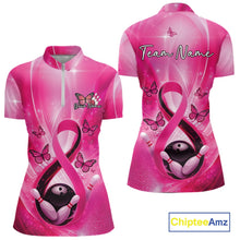 Load image into Gallery viewer, Custom Hope Pink Ribbon Butterfly Bowling Women Team Shirt,Breast Cancer Bowling Shirt IPHW11117