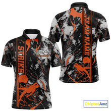 Load image into Gallery viewer, Custom Orange And Gray Camo Strike Bowling Polo Team Shirts For Men, Strike Bowling Jersey IPHW9244