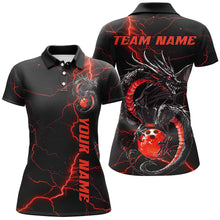 Load image into Gallery viewer, Black And Red Custom Dragon Bowling Shirts For Women, Dragon Bowling League Shirts Outfits IPHW7310