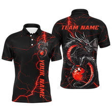 Load image into Gallery viewer, Black And Red Custom Dragon Bowling Shirts For Men, Dragon Bowling League Shirts Outfits IPHW7310