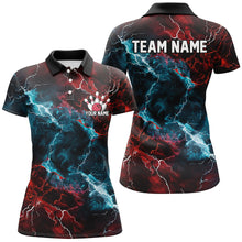 Load image into Gallery viewer, Blue And Red Thunder Lightning Custom Bowling Uniforms, Patriotic Bowling Shirts For Women IPHW7316