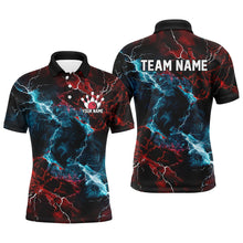 Load image into Gallery viewer, Blue And Red Thunder Lightning Custom Bowling Uniforms, Patriotic Bowling Shirts For Men IPHW7316
