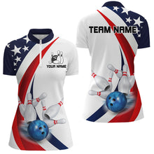 Load image into Gallery viewer, American Flag Custom Patriotic Bowling Shirts For Women, Team Bowling League Shirts Uniform IPHW7635