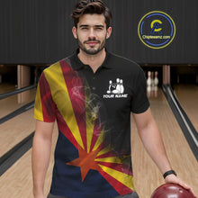 Load image into Gallery viewer, Custom Smoke Arizona Flag Bowling Men Team Shirts, Patriotic Arizona Bowling Jerseys IPHW10627