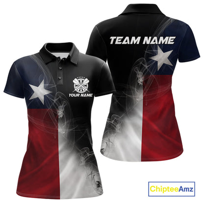 Custom Smoke Flame Texas Flag Patriotic Darts Shirt For Women, Dart League Team Jerseys IPHW10631