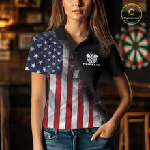 Load image into Gallery viewer, Custom Smoke Flame US Flag Patriotic Darts Shirt For Women, American Dart Team Jerseys IPHW10630