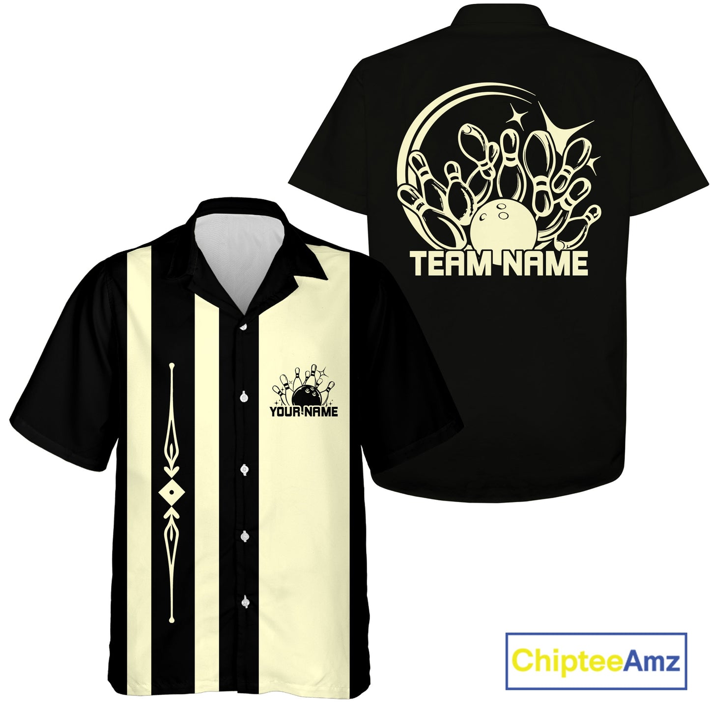 Custom Classic Vintage Bowling Team Shirts, 50S Retro Bowling Button Up ShirtIPHW10873