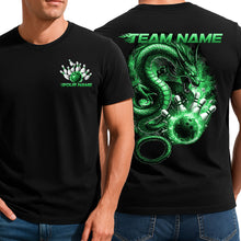 Load image into Gallery viewer, Custom Flame Dragon Bowling T-Shirts For Men, Green Fire Bowling Ball Shirt IPHW9068