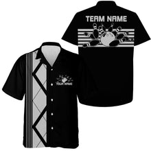 Load image into Gallery viewer, Custom Retro Bowling Button Up Shirt , Vintage Striped Bowling Team Hawaiian Shirt IPHW10071