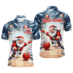 Funny Santa Playing Bowling Custom Christmas Bowling Shirts For Men, Christmas Bowlers Outfits IPHW7845