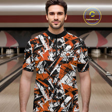 Load image into Gallery viewer, Custom Graffity Orange Camo Bowling Team Men Quarter-Zip Shirts, Camouflage Bowling Jerseys IPHW10216