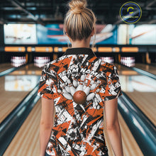 Load image into Gallery viewer, Custom Graffity Orange Camo Bowling Team Women Shirts, Camouflage Bowling Jerseys IPHW10216