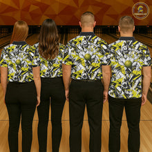 Load image into Gallery viewer, Custom Graffity Yellow Camo Bowling Team Men Polo Shirts, Camouflage Bowling Jerseys IPHW10217