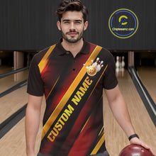 Load image into Gallery viewer, Custom Red And Gold Bowling Tournament Shirts For Men And Women With Name, Bowler Outfit IPHW10645