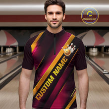 Load image into Gallery viewer, Custom Pink And Gold Bowling Tournament Shirts For Men And Women With Name, Bowler Outfit IPHW10646
