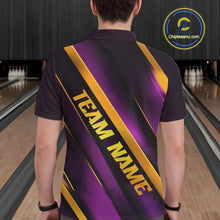 Load image into Gallery viewer, Custom Purple And Gold Bowling Tournament Shirts For Men And Women With Names IPHW10648