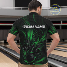 Load image into Gallery viewer, Custom Green Patrotic Flame Bowling Men Quarter-Zip Shirt, US Flag Bowling Team Jersey IPHW11164
