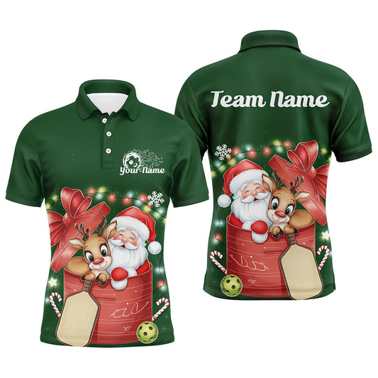 Funny Santa And Reindeer Custom Funny Pickleball Polo Shirts For Men Pickleball Gifts IPHW8092