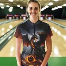Load image into Gallery viewer, Custom Thunder Lightning Dragon Bowling Quarter-Zip Shirts For Women Bowling Team Shirt IPHW8300