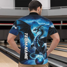 Load image into Gallery viewer, Custom Blue Thunder Lightning Dragon Bowling Quarter-Zip Shirts For Men, Dragon Bowling Uniform IPHW8302