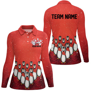 Custom Christmas Bowling Shirts For Women, Funny Penguin Bowling Pins Bowling Team Outfit IPHW7869