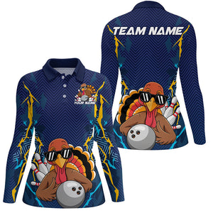 Custom Funny Turkey Bowling Team Shirts For Women, Thanksgiving Bowling Uniform Outfit IPHW7872